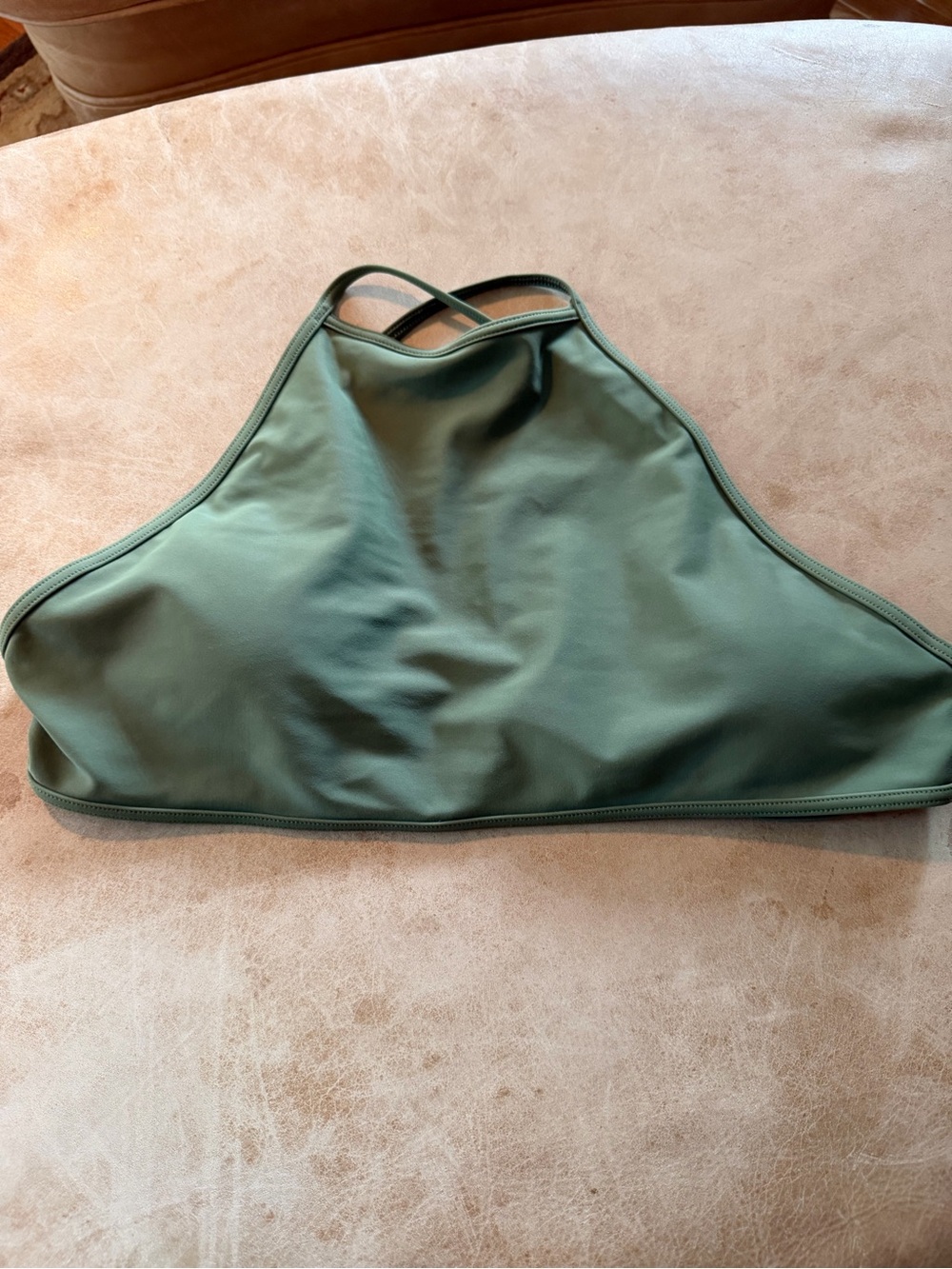 AEO High-Neck Olive Green Swim Top
